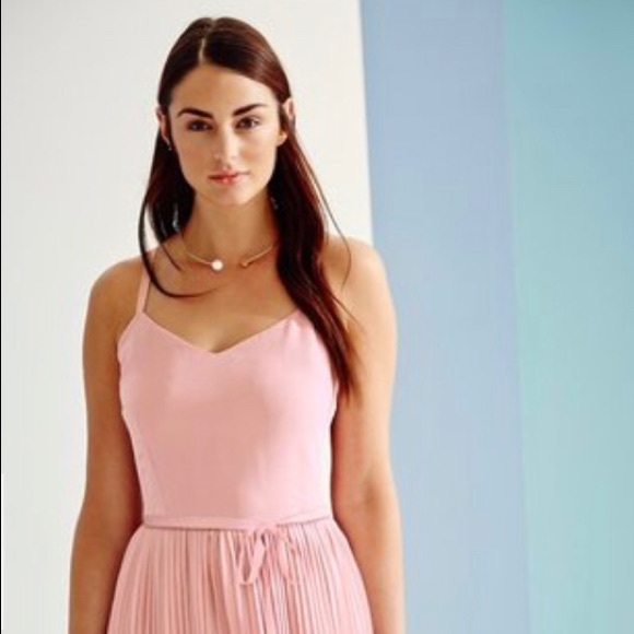 New long tall sally PLEATED GEORGETTE DRESS Sz 8 - Picture 2 of 5